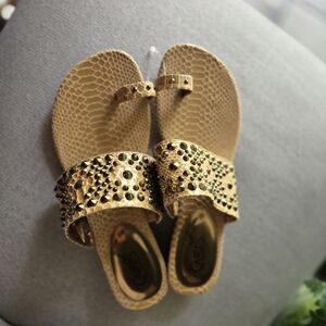 Carlos Santana Tan Snakeskin Sandals